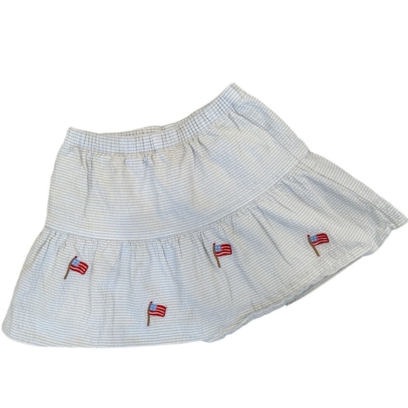 Little English Seersucker Embroidered America Flag Fourth of July Skirt - Picture 1 of 5
